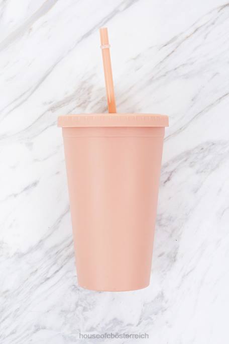 House of CB Geschenke Z26T1353 Kraftstoffisolierter Becher mit Strohhalm