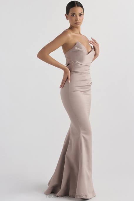 House of CB Hochzeiten Z26T1148 Fleur Mushroom Satin trägerloses Kleid