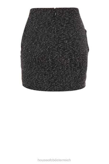House of CB Kleidung Z26T1019 Martha schwarzer glitzernder drapierter Minirock