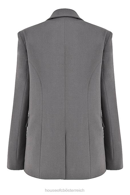 House of CB Kleidung Z26T1040 Aline dunkelgrauer übergroßer Blazer