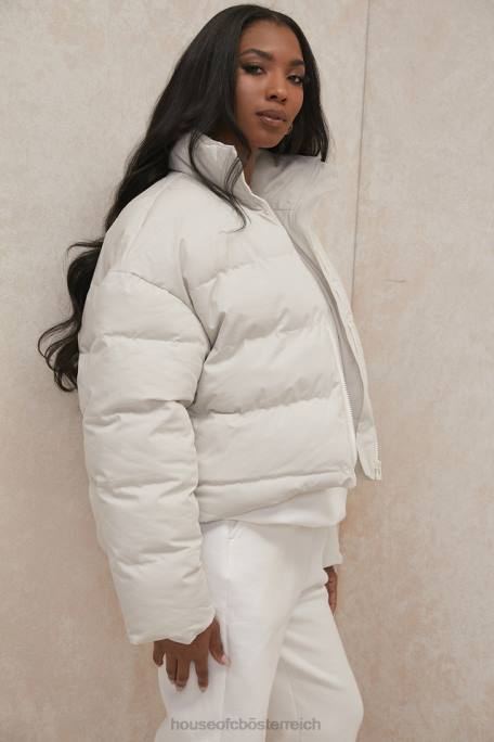 House of CB Kleidung Z26T1046 Hero elfenbeinfarbene übergroße Pufferjacke in C-Form