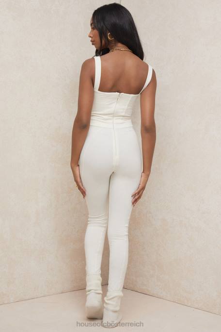 House of CB Kleidung Z26T1058 Mallen Flüsterweißer Stretch-Jersey-Jumpsuit