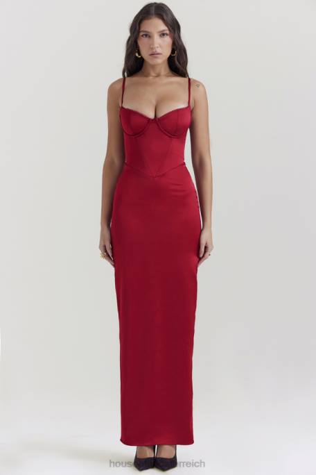 House of CB Kleidung Z26T117 Stefania Ruby Korsett-Maxikleid