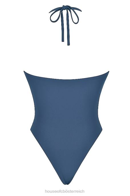 House of CB Kleidung Z26T1188 Tiefblauer geraffter Badeanzug von Aruba