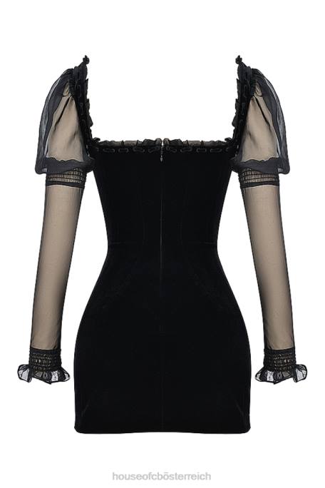 House of CB Kleidung Z26T120 Syana Minikleid aus schwarzem Samt