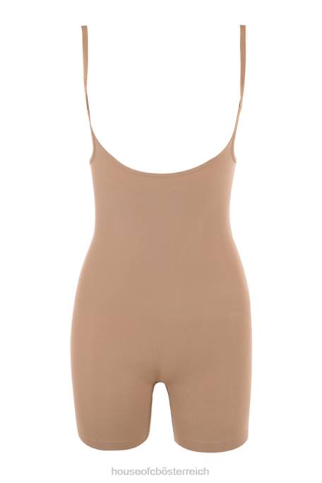 House of CB Kleidung Z26T1277 Modellierender Body im mittleren Oberschenkelbereich Milchkaffee