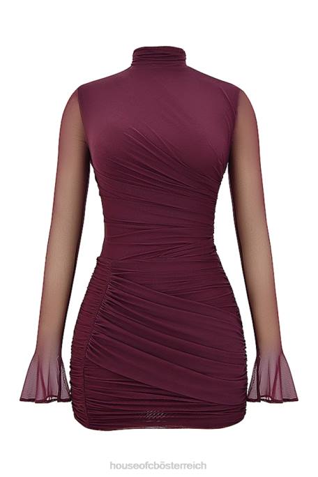 House of CB Kleidung Z26T134 Lucasta Mulberry gerafftes Minikleid