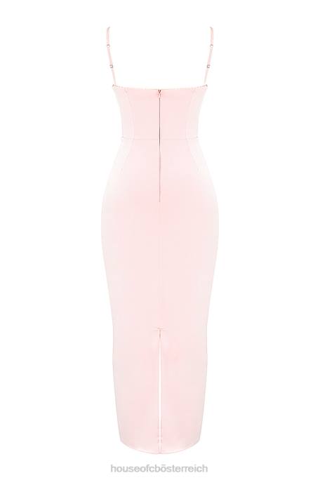 House of CB Kleidung Z26T156 Stefania weiches Pfirsich-Korsett-Maxikleid