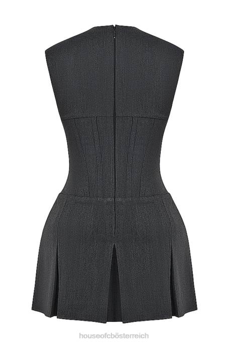 House of CB Kleidung Z26T160 Eleanor anthrazitfarbenes plissiertes Korsettkleid