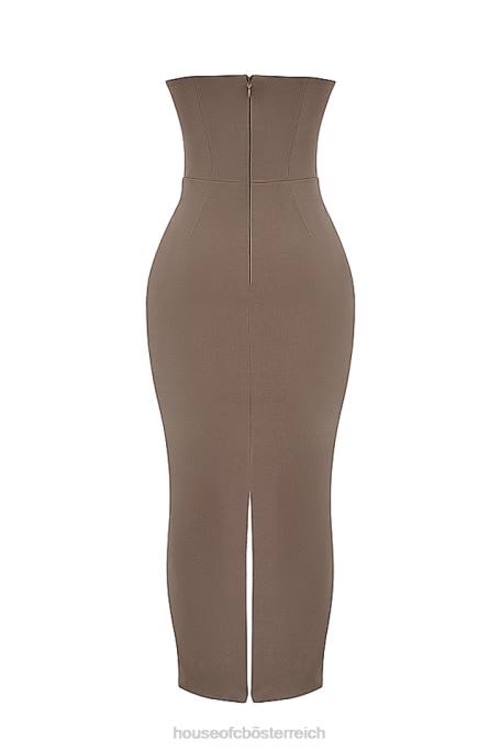House of CB Kleidung Z26T167 Lucia Taupe trägerloses Korsett-Maxikleid