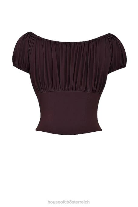 House of CB Kleidung Z26T17 Gerafftes Oberteil in Kitty Rich Brown