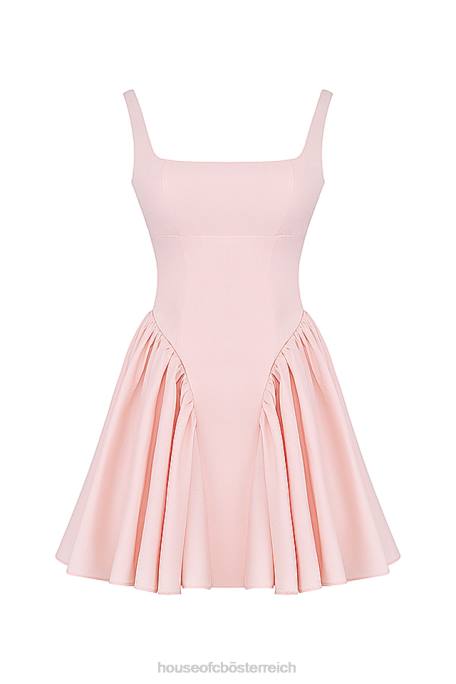 House of CB Kleidung Z26T178 Florianne Minikleid mit weicher pfirsichfarbener Schleife