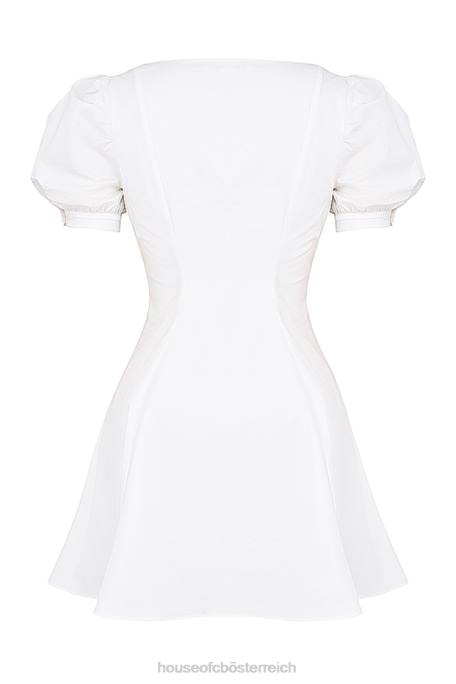 House of CB Kleidung Z26T200 Weißes Hameda-Minikleid mit Puffärmeln
