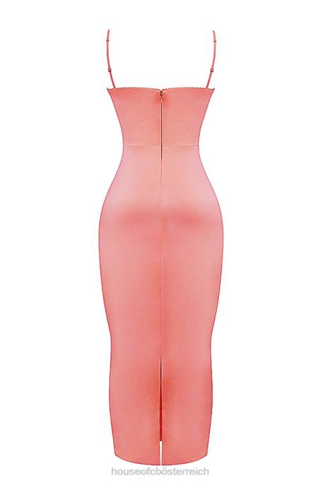 House of CB Kleidung Z26T202 Costanza helles pfirsichfarbenes Maxikleid
