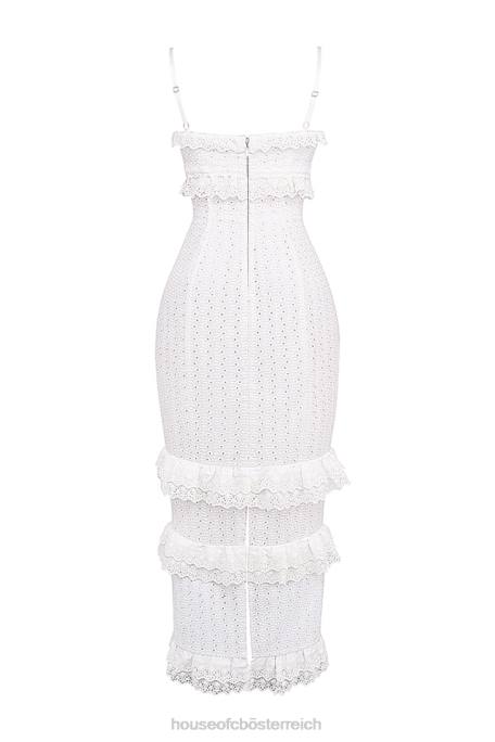 House of CB Kleidung Z26T228 Weißes Maxikleid mit Stickerei von Eve