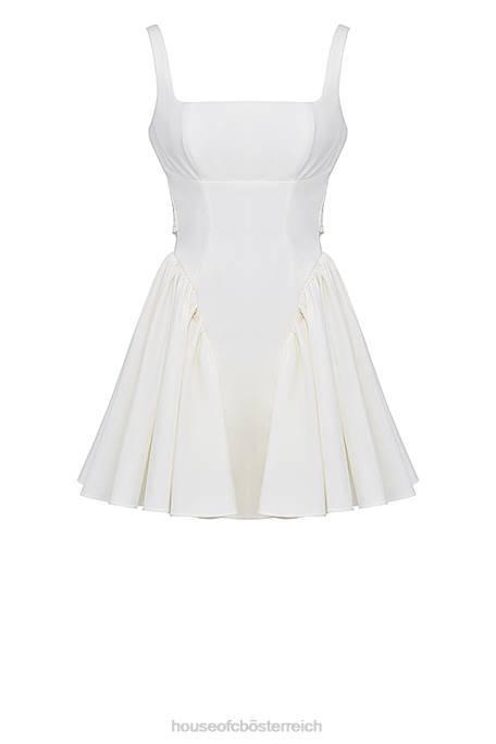 House of CB Kleidung Z26T237 Florianne Minikleid mit elfenbeinfarbener Schleife