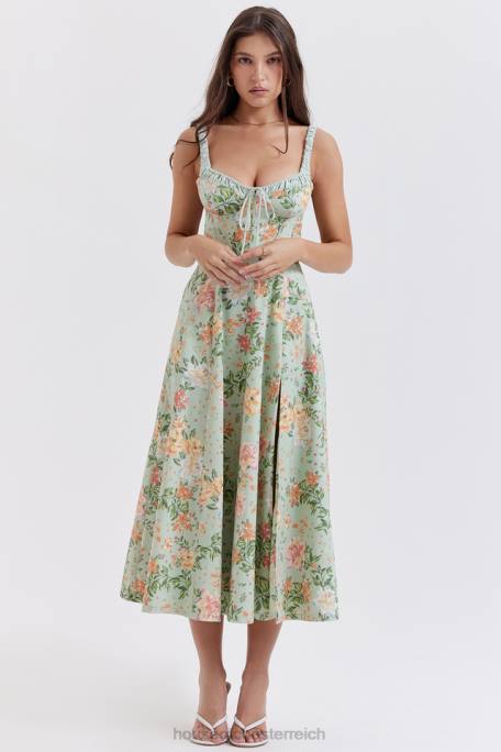 House of CB Kleidung Z26T249 Sabrina Bustier-Sommerkleid mit hellem Jade-Print