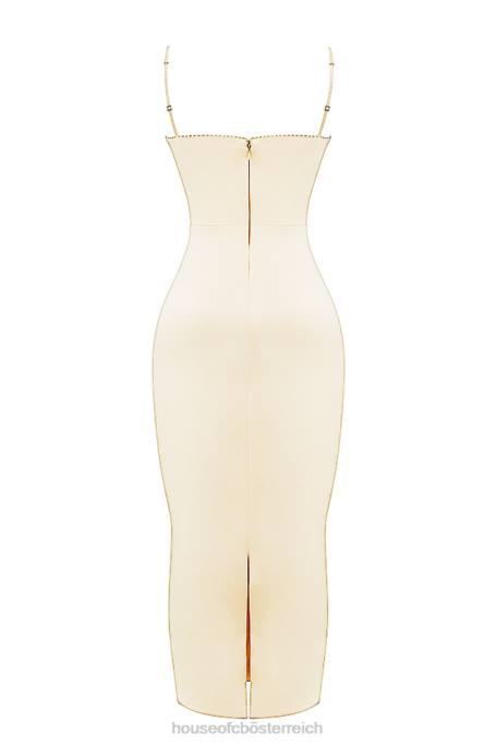 House of CB Kleidung Z26T250 Costanza Vintage Creme Maxikleid