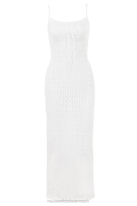 House of CB Kleidung Z26T262 Myla weißes Strick-Maxikleid