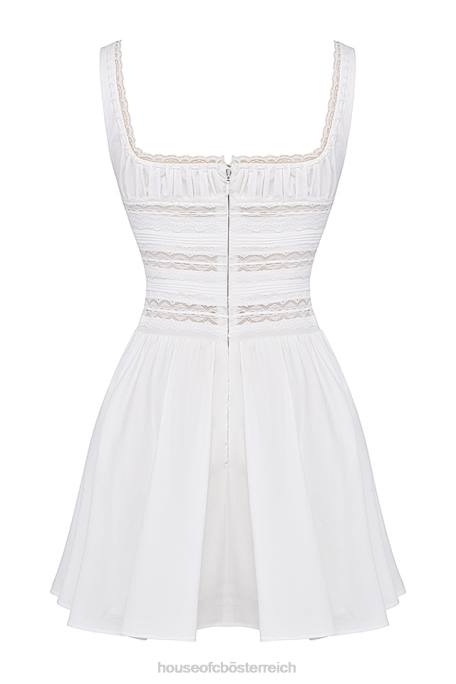 House of CB Kleidung Z26T267 Tiffani weißes Minikleid mit Spitzenbesatz