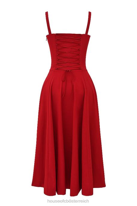 House of CB Kleidung Z26T292 Carmen rotes Rosen-Bustier-Sommerkleid