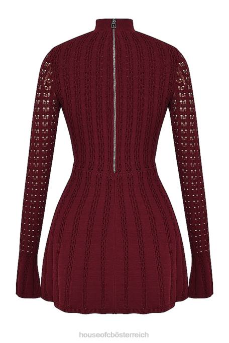 House of CB Kleidung Z26T300 Evalina weinrotes Korsettkleid aus Strick