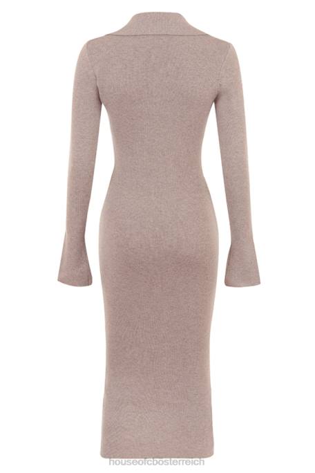 House of CB Kleidung Z26T311 Beigefarbenes Midikleid aus Kaschmirstrick von Yvette