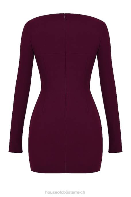 House of CB Kleidung Z26T325 Marcella Merlot-Korsettkleid mit tiefem Ausschnitt