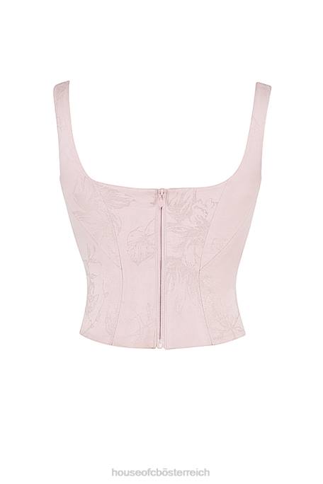 House of CB Kleidung Z26T34 Raffa-Rosa-Blumensatin-Longline-Korsett