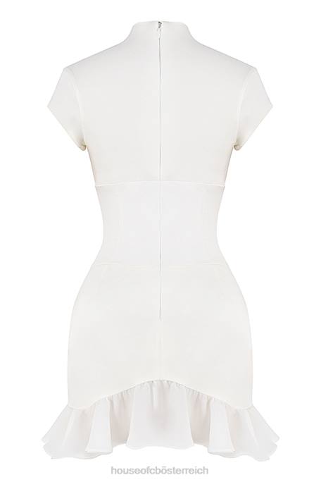 House of CB Kleidung Z26T401 Tianna elfenbeinfarbenes Rüschenkorsettkleid