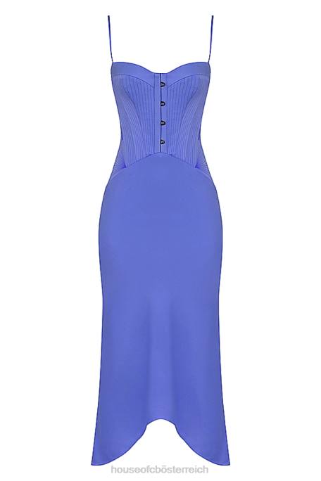 House of CB Kleidung Z26T415 Imogen Periwinkle Satin-Korsett-Midikleid