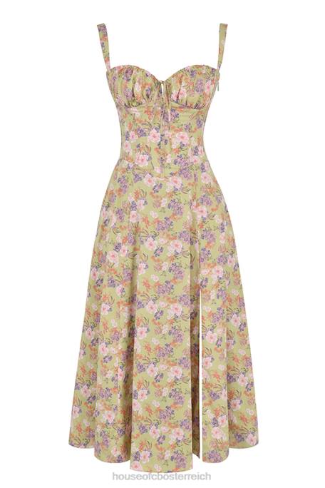 House of CB Kleidung Z26T429 Bustier-Sommerkleid mit Carmen-Pfingstrosen-Print