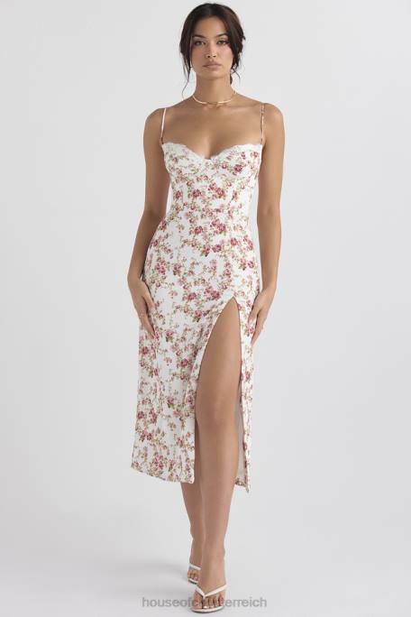 House of CB Kleidung Z26T431 Charlotte Rose Print Korsett Midi-Sommerkleid