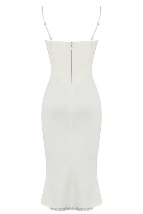 House of CB Kleidung Z26T450 Amalia elfenbeinfarbenes Satin-Korsettkleid mit Ausschnitten