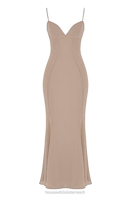 House of CB Kleidung Z26T454 Loren Latte Korsett-Maxikleid