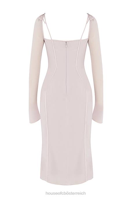 House of CB Kleidung Z26T469 Ophelia Midikleid mit Kristallausschnitt