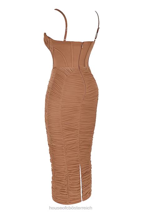House of CB Kleidung Z26T470 Lilian Mokka-Korsett-Maxikleid