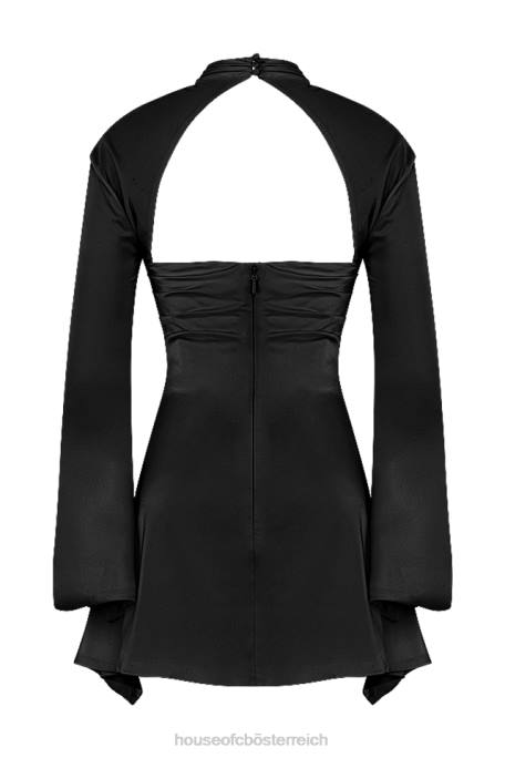 House of CB Kleidung Z26T473 Toira schwarzes drapiertes Korsettkleid