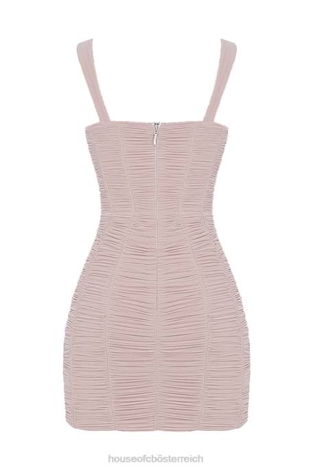 House of CB Kleidung Z26T476 Cate Crystal gerafftes Mesh-Minikleid
