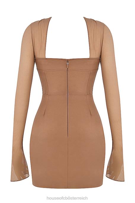 House of CB Kleidung Z26T480 Mayara Mokka strukturiertes Korsett-Minikleid