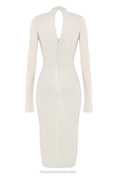 House of CB Kleidung Z26T484 Milarose weißes Mesh-Korsett-Midikleid