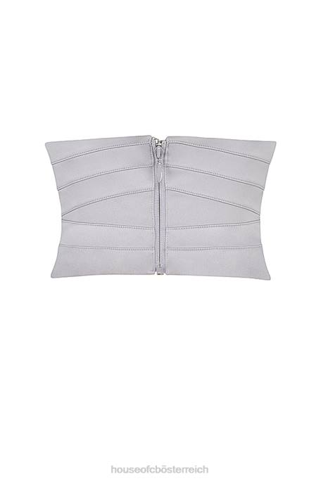 House of CB Kleidung Z26T49 Vienne graues Satin-Unterbrustkorsett