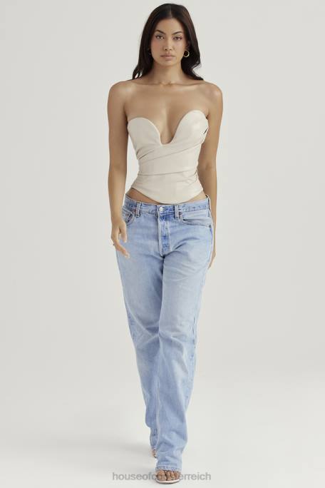 House of CB Kleidung Z26T50 Saffira-Nebel-Plunge-Korsett aus veganem Leder