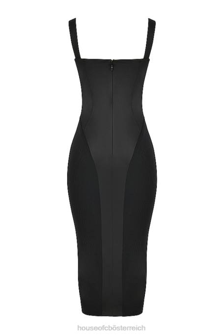 House of CB Kleidung Z26T500 Arielle schwarzes Korsett-Midikleid