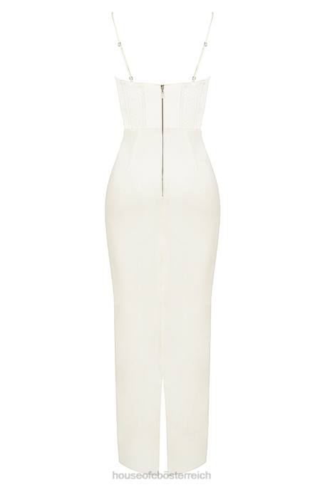 House of CB Kleidung Z26T527 Charmaine elfenbeinfarbenes Korsett-Maxikleid