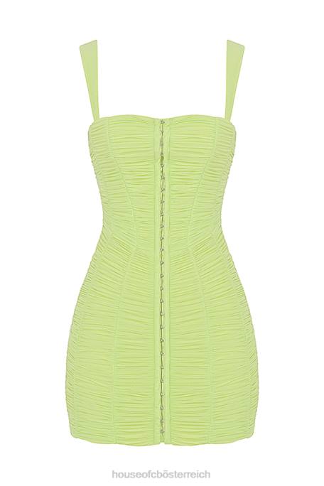 House of CB Kleidung Z26T540 Cate Lime gerafftes Mesh-Minikleid