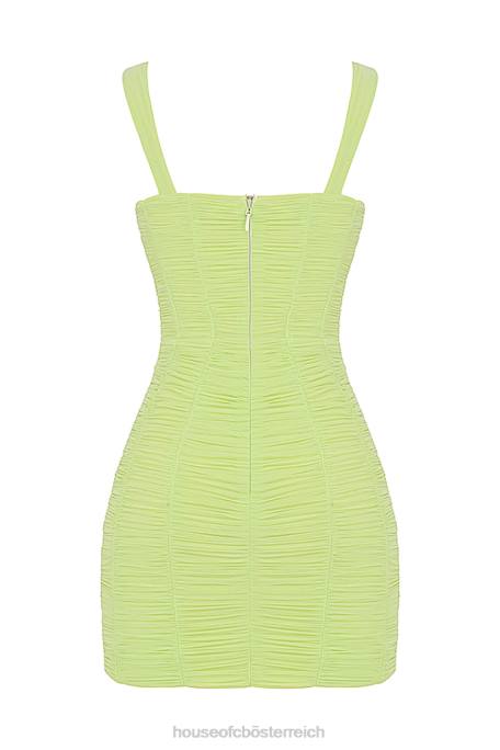 House of CB Kleidung Z26T540 Cate Lime gerafftes Mesh-Minikleid