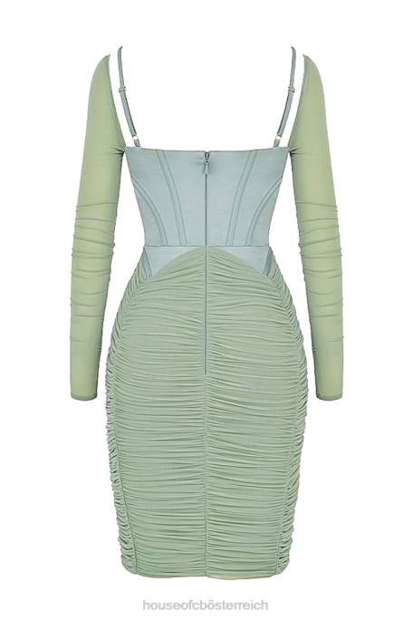 House of CB Kleidung Z26T543 Freyja grünes gerafftes Korsettkleid