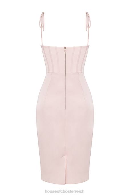 House of CB Kleidung Z26T546 Alma errötendes rosa Satin-Korsett-Midikleid