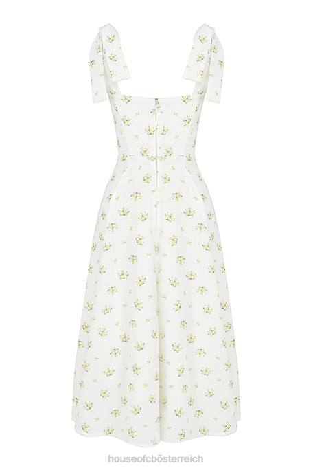 House of CB Kleidung Z26T553 Alicia elfenbeinfarbenes Midi-Sommerkleid mit Blumenmuster